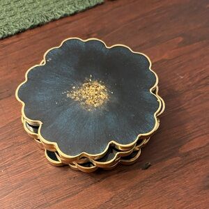 Green and Gold Flower Coasters